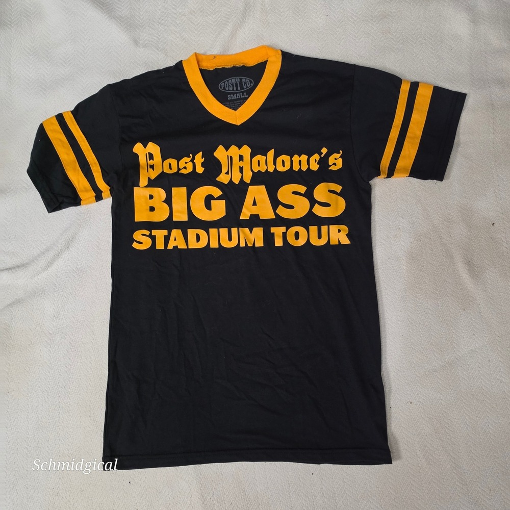 Post Malone Big Ass Stadium Tour Ringer T-Shirt Black Yellow Small Posty Co